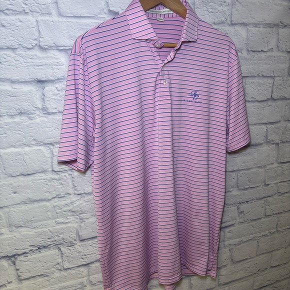 Holderness & Bourne Mens Tailored Fit Striped Golf Polo Shirt Pink Blue Size L - Picture 3 of 12